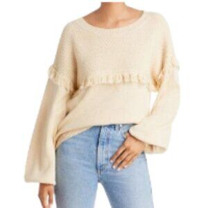 Joie Angelia Cotton Sweater In Bleached Stone Medium NWT